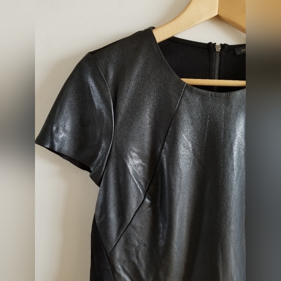 Faux Leather Fitted Tee by Cynthia Steffe - size Small - Picture 8 of 10